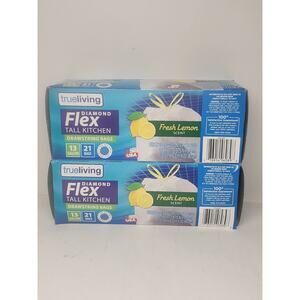 Trueliving Tall Kitchen Trash Bags 13 Gallon Dimond Flex 21 Bags 2 Pack